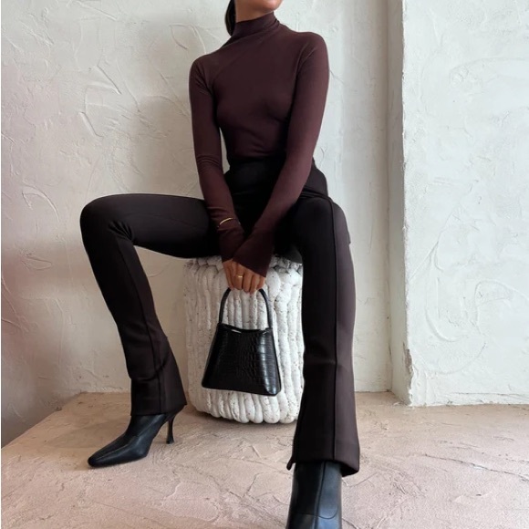 camilla & marc Pants - NWOT Camilla & Marc Chocolate Brown Opal Scuba Boot Cut Flare Pants